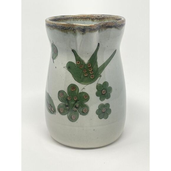 Vintage Ken Edwards El Palomar Tonala Mexico Pitcher Jug Green Bird Floral 7.25” - Picture 6 of 8